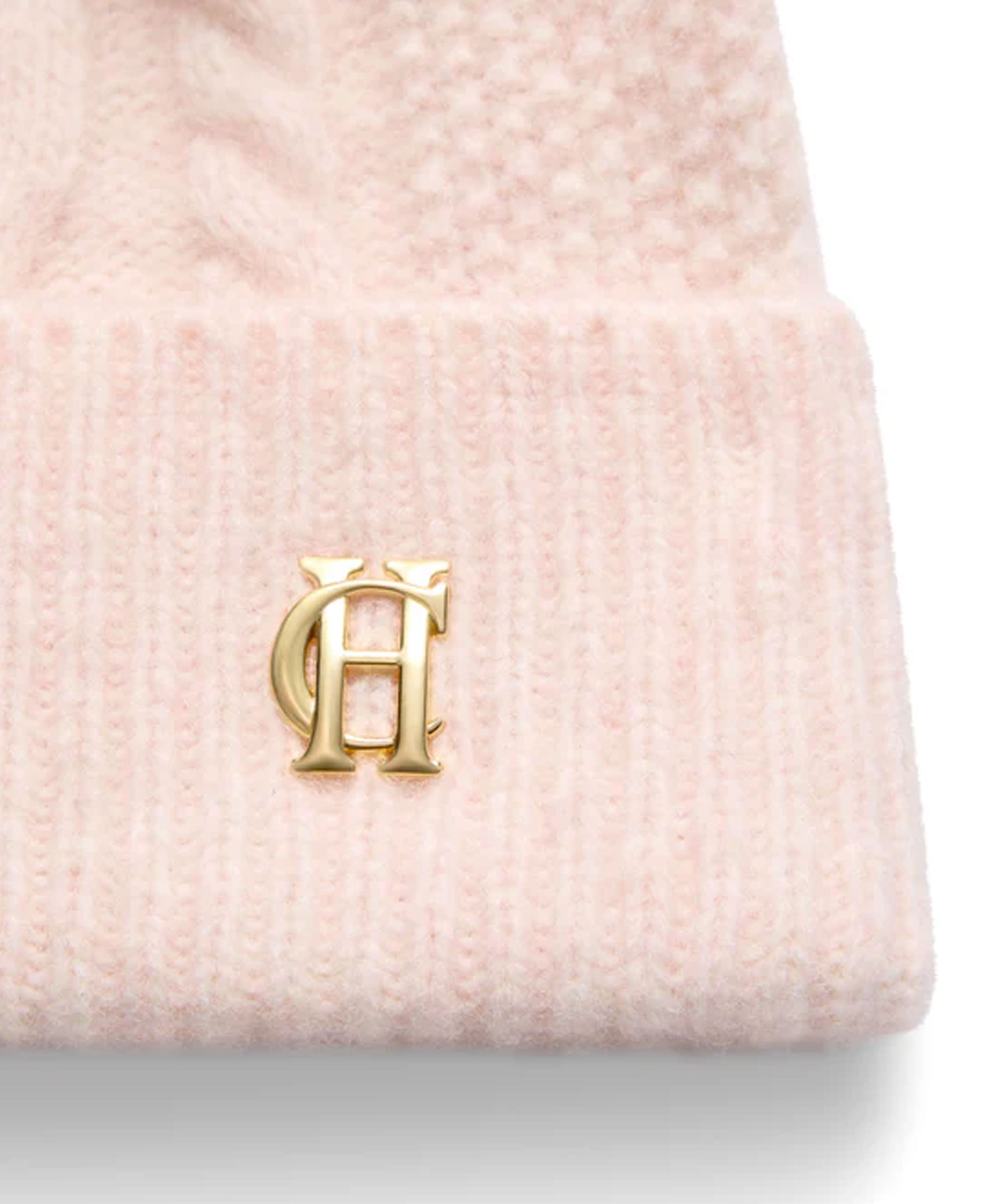 Sloane Cable Bobble Hat - Soft Pink