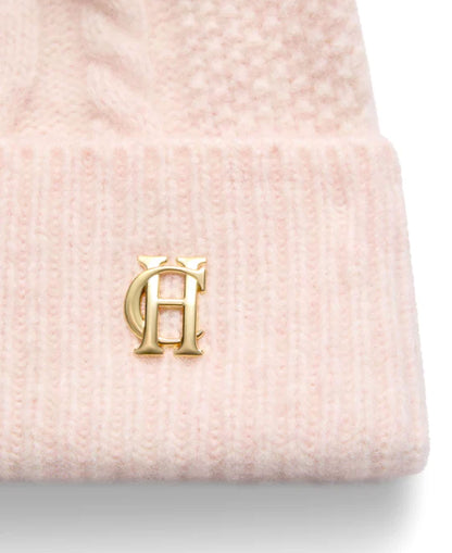 Sloane Cable Bobble Hat - Soft Pink