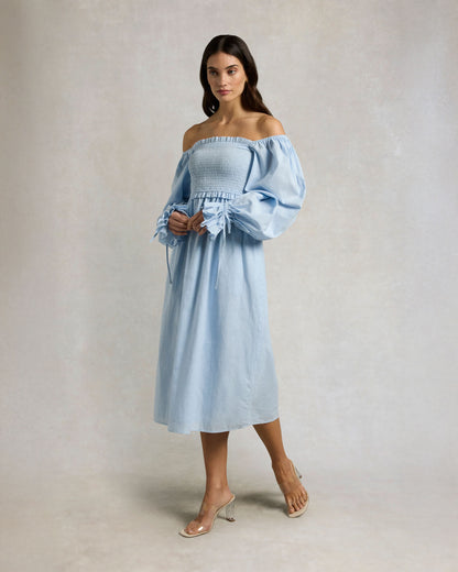 Smock Dress - Pale Blue Chambray