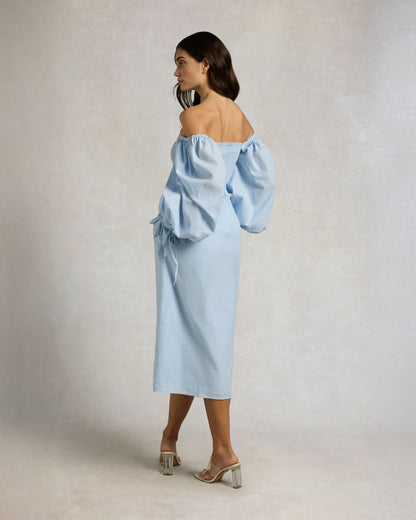 Smock Dress - Pale Blue Chambray
