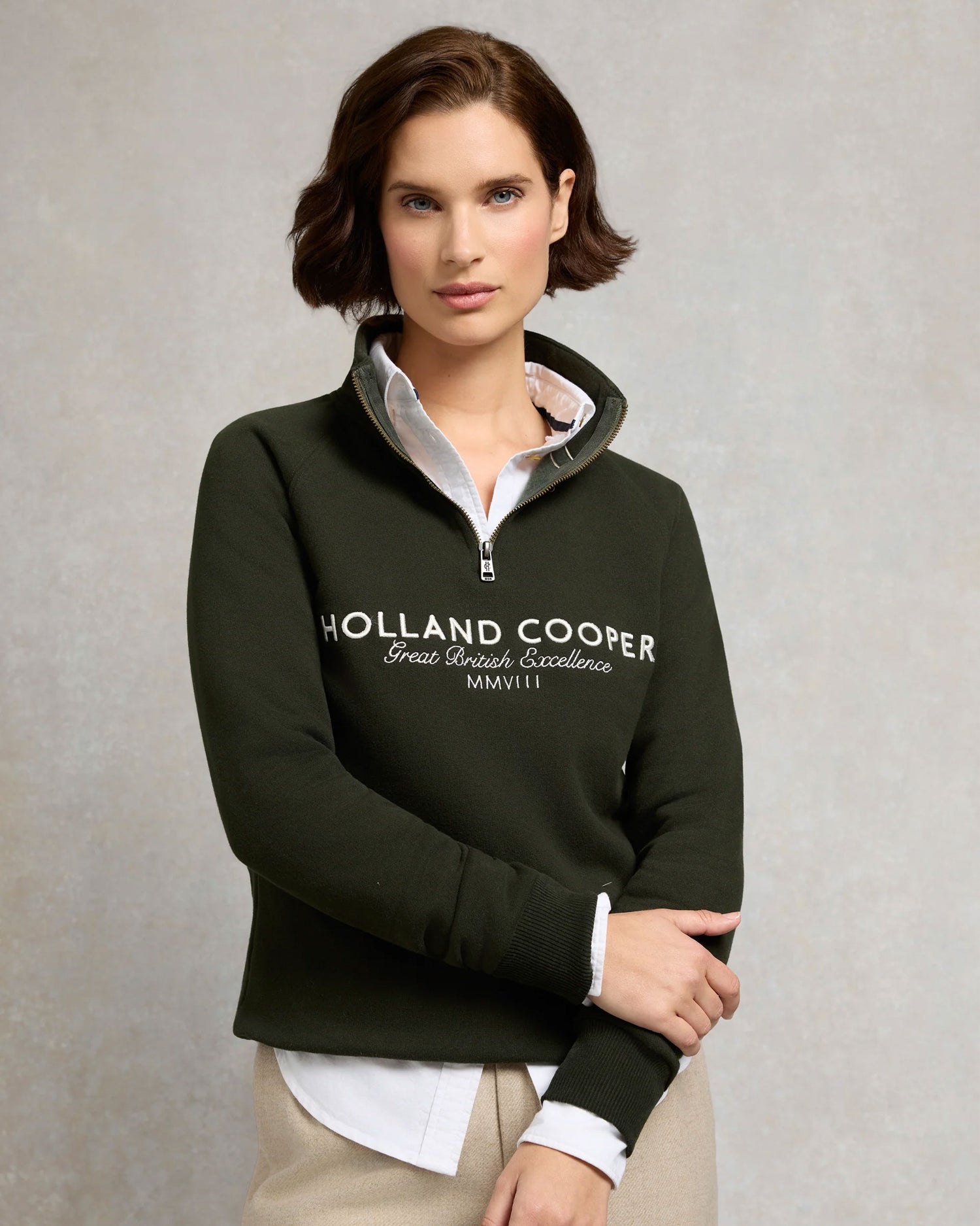 Sporting Goods Zip Henley - Racing Green