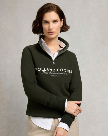 Sporting Goods Zip Henley - Racing Green