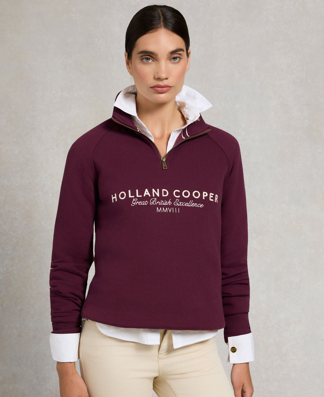 Sporting Goods Zip Henley Sweatshirt - Mulberry