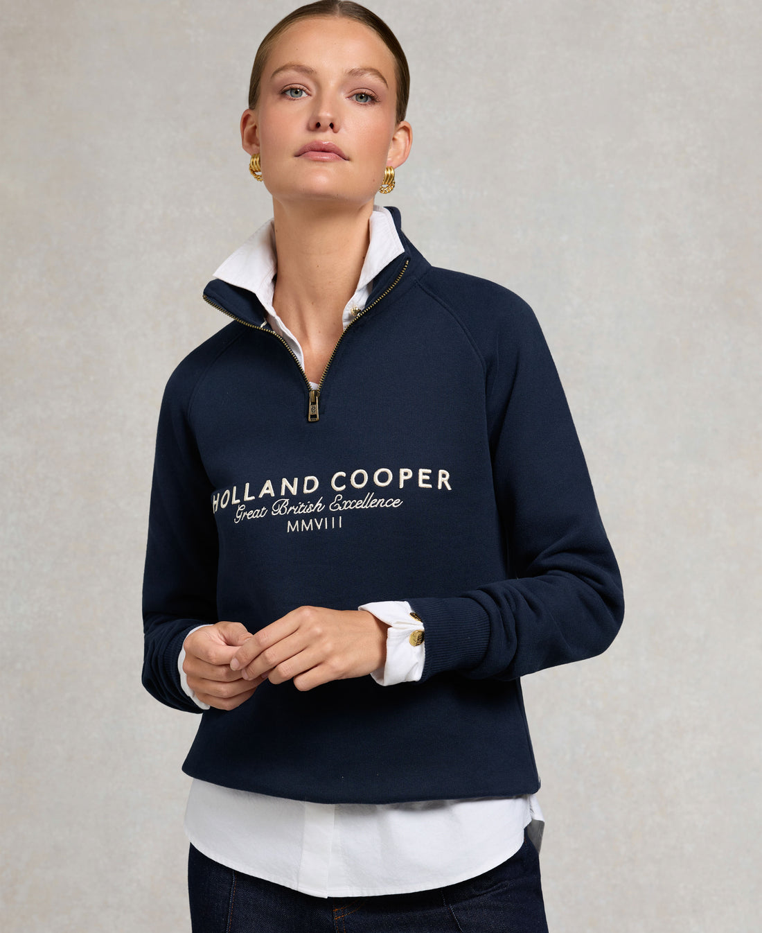 Sporting Goods Zip Henley Sweatshirt - Ink Navy