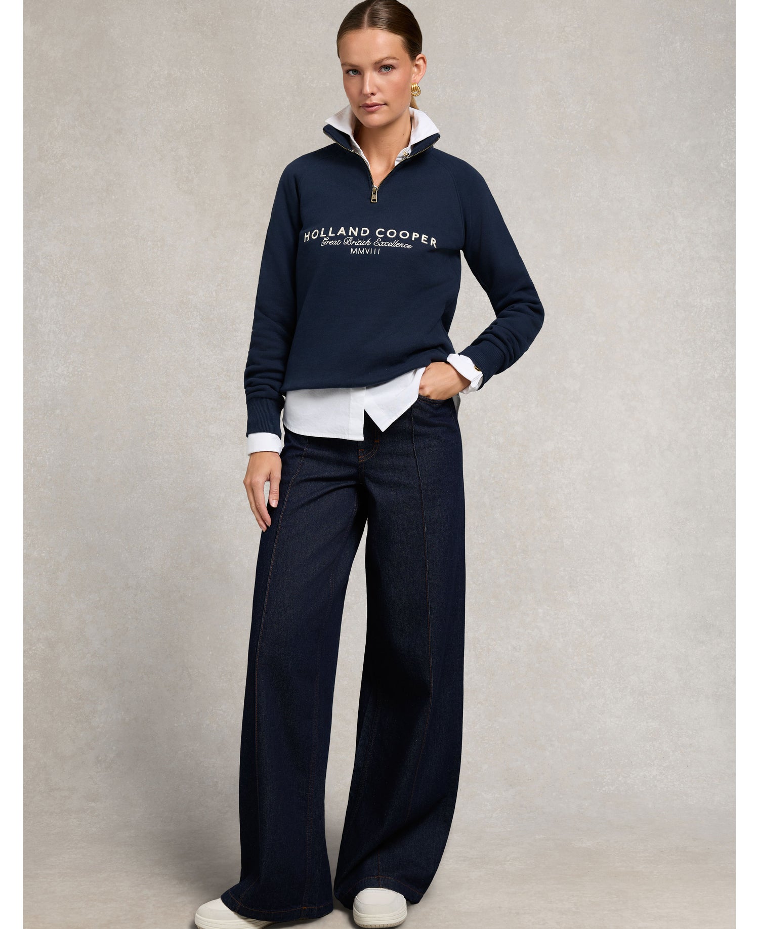 Sporting Goods Zip Henley Sweatshirt - Ink Navy