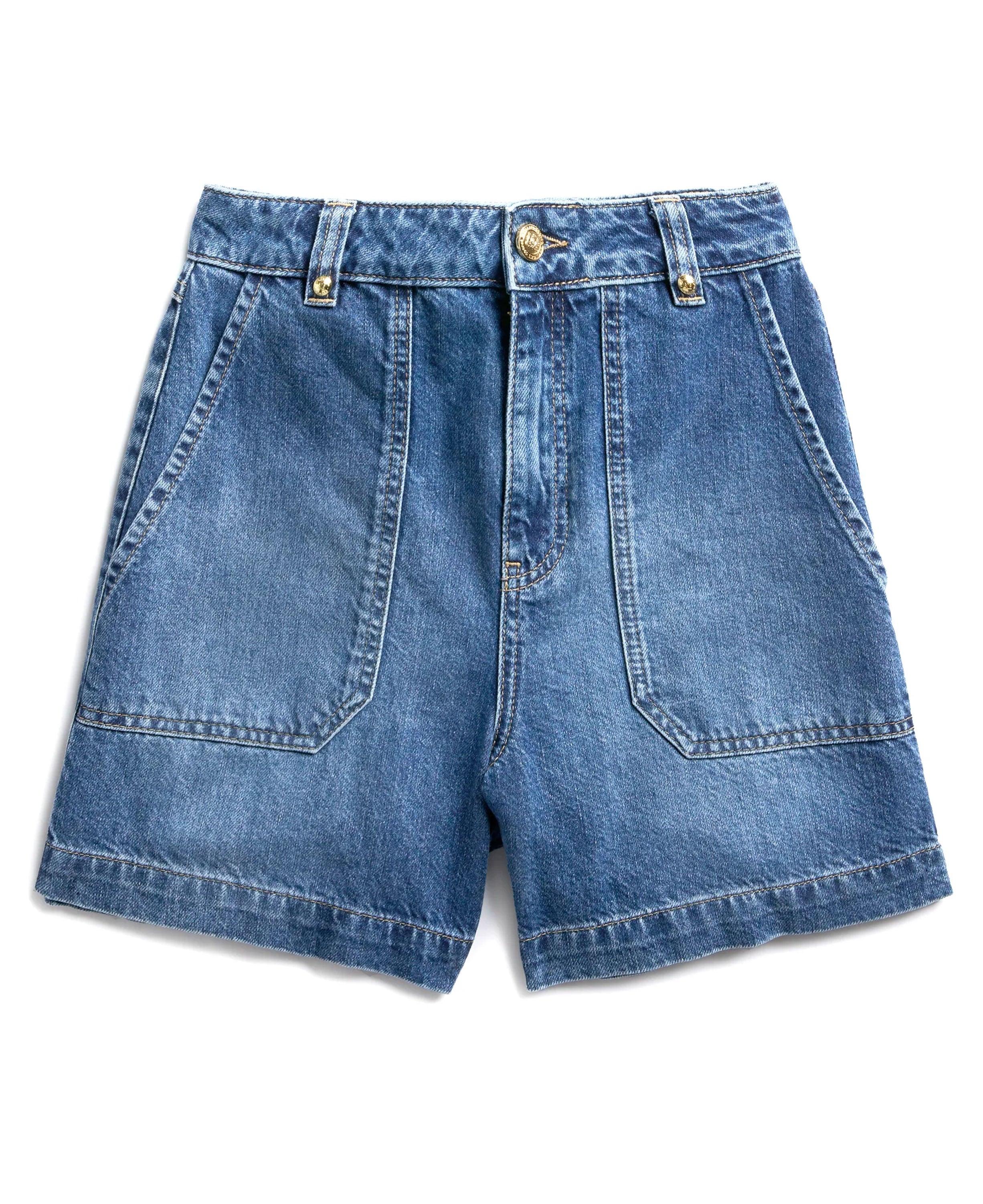 Utility Denim Shorts - Denim
