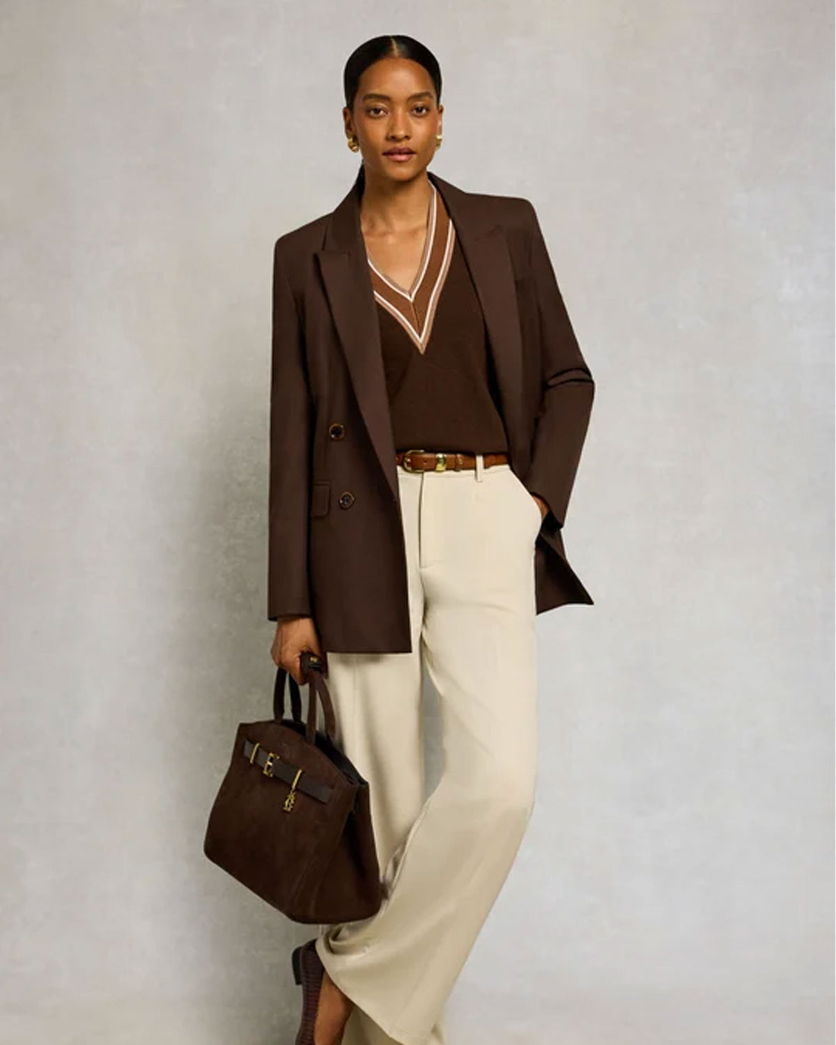 Woodcote V-Neck Knit - Chocolate