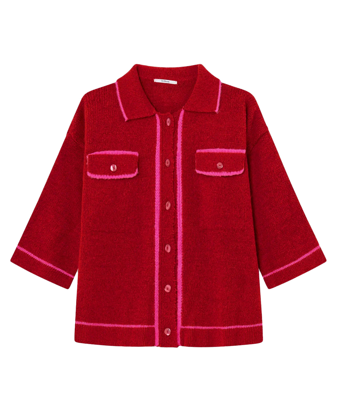 Hope Contrast Trim Cardi - Red