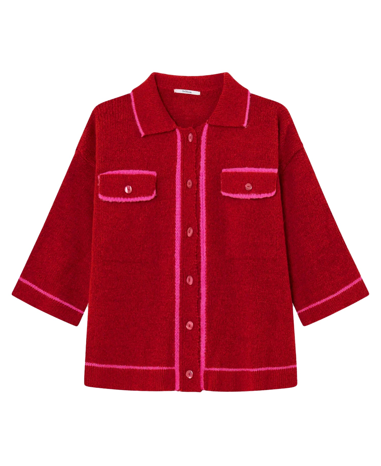 Hope Contrast Trim Cardi - Red