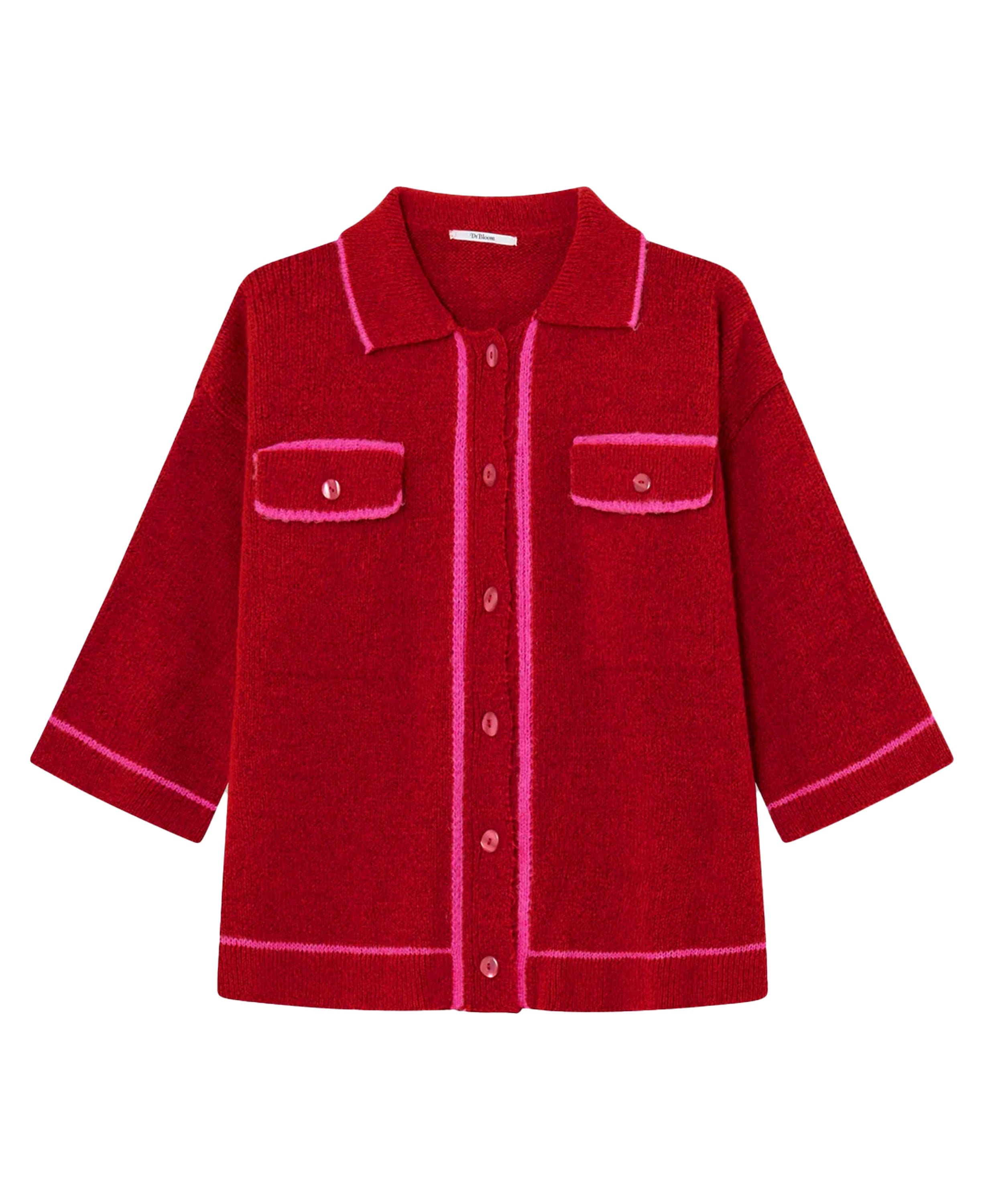 Hope Contrast Trim Cardi - Red