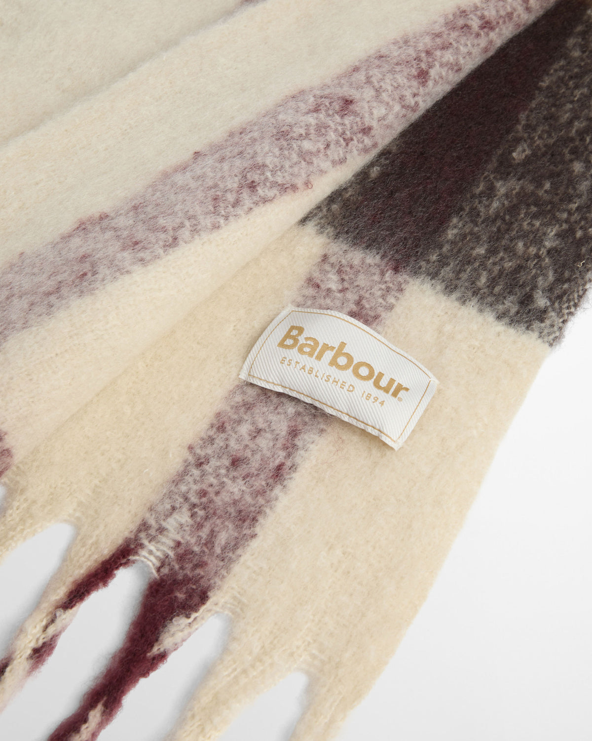 Isla Tartan Boucle Scarf - Ecru Muted Tartan