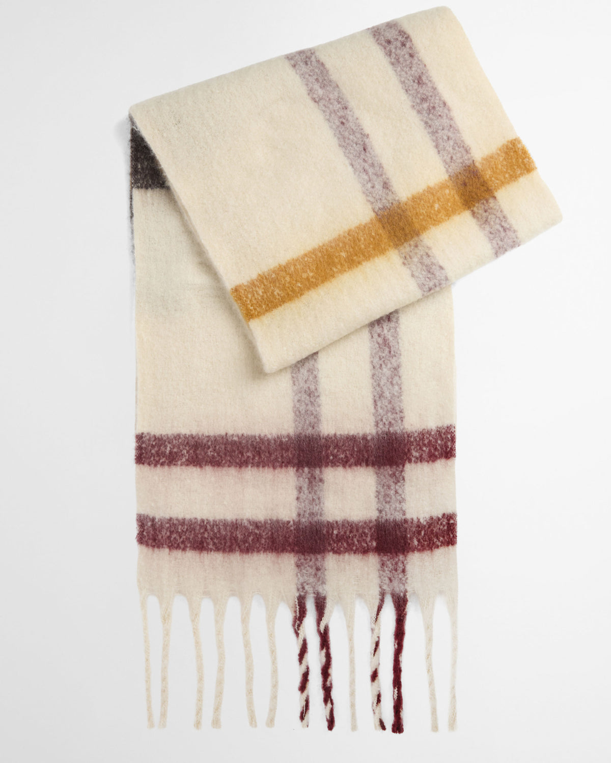 Isla Tartan Boucle Scarf - Ecru Muted Tartan