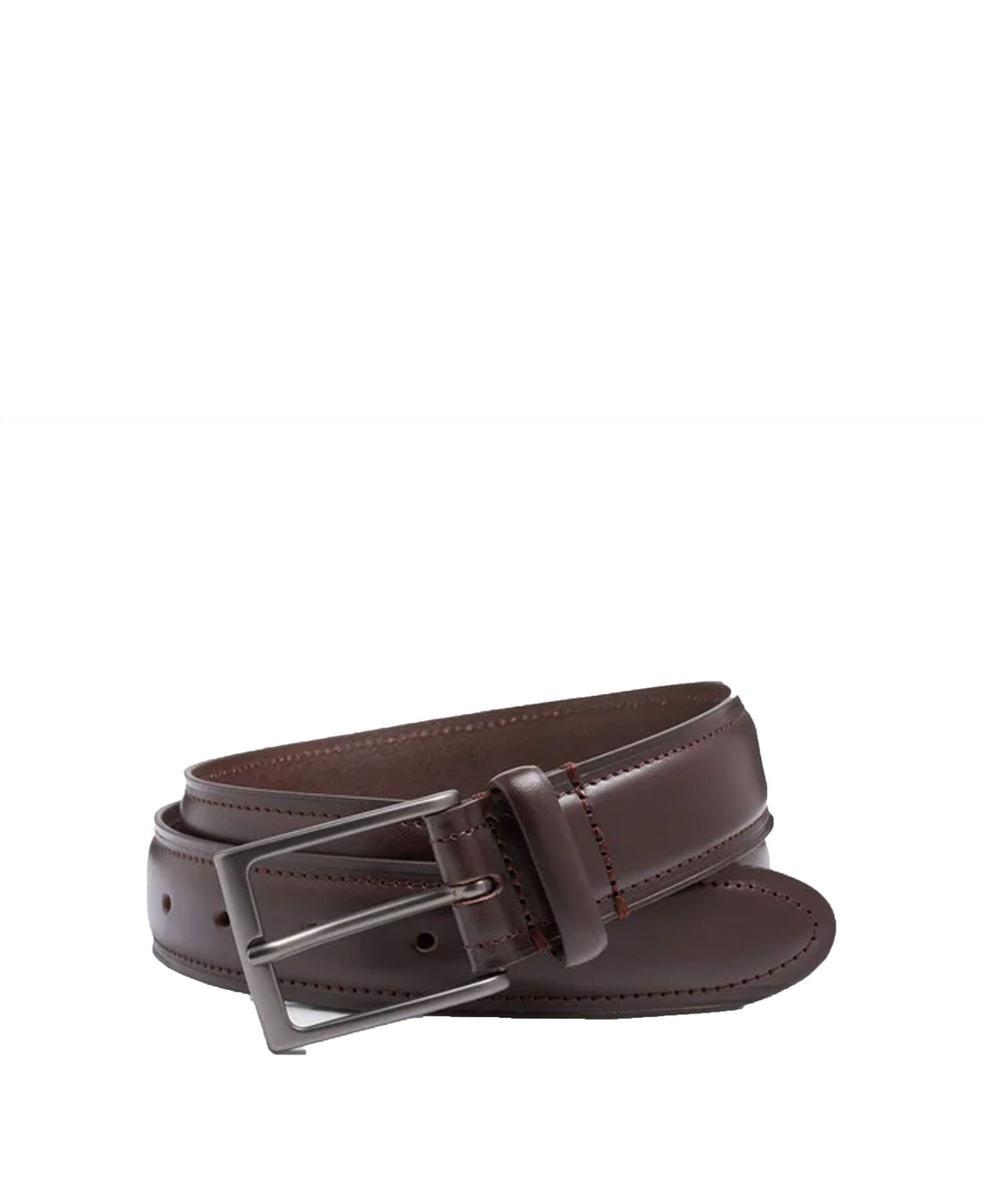 Leather Stitched Edge Belt - Dark Brown