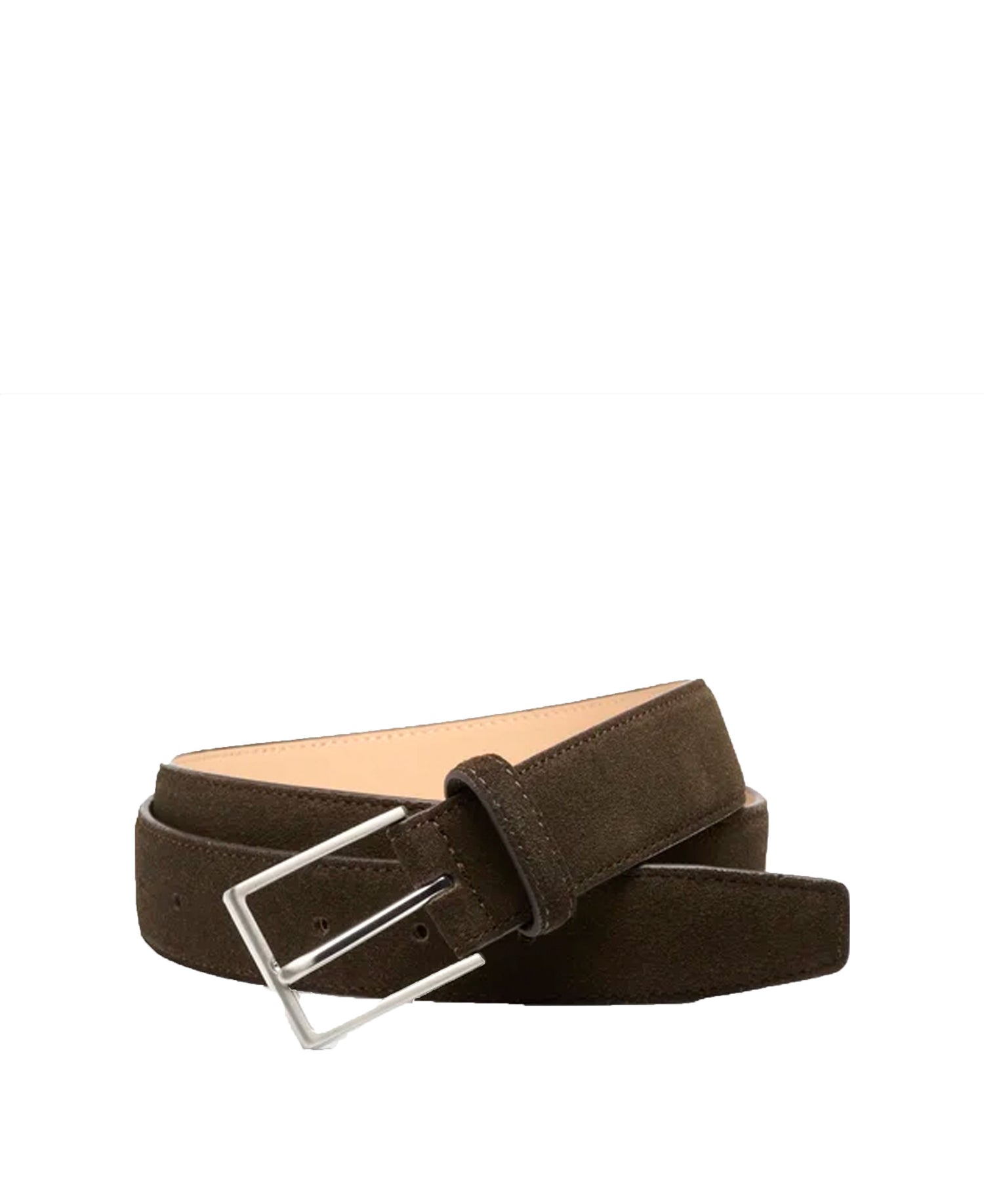 Suede Stitched Edge Belt - Dark Brown