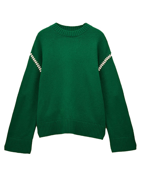 Landmark | Joules Alexandra Blanket Stitch Jumper in Green