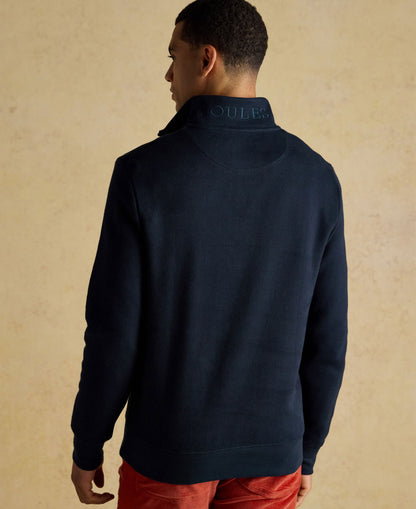 Alistair French Ribbed Knit Quarter Zip Sweatshirt - Navy