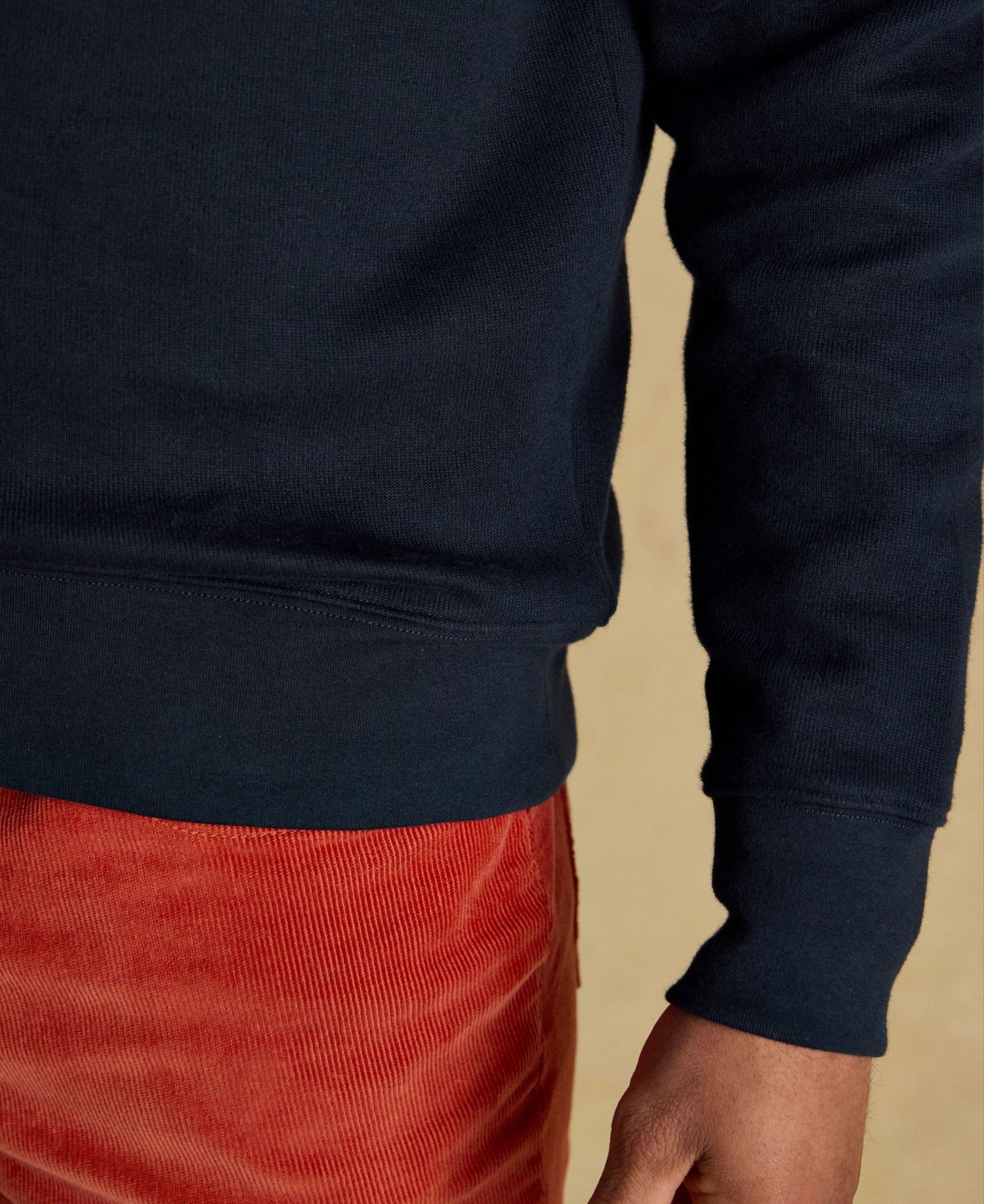 Alistair French Ribbed Knit Quarter Zip Sweatshirt - Navy