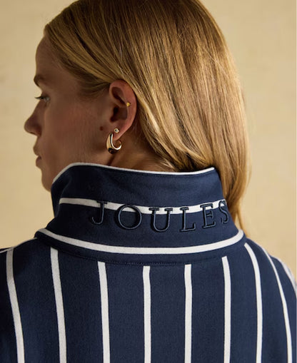 Bronte Funnel Neck Quarter Zip Sweatshirt - Navy Stripe