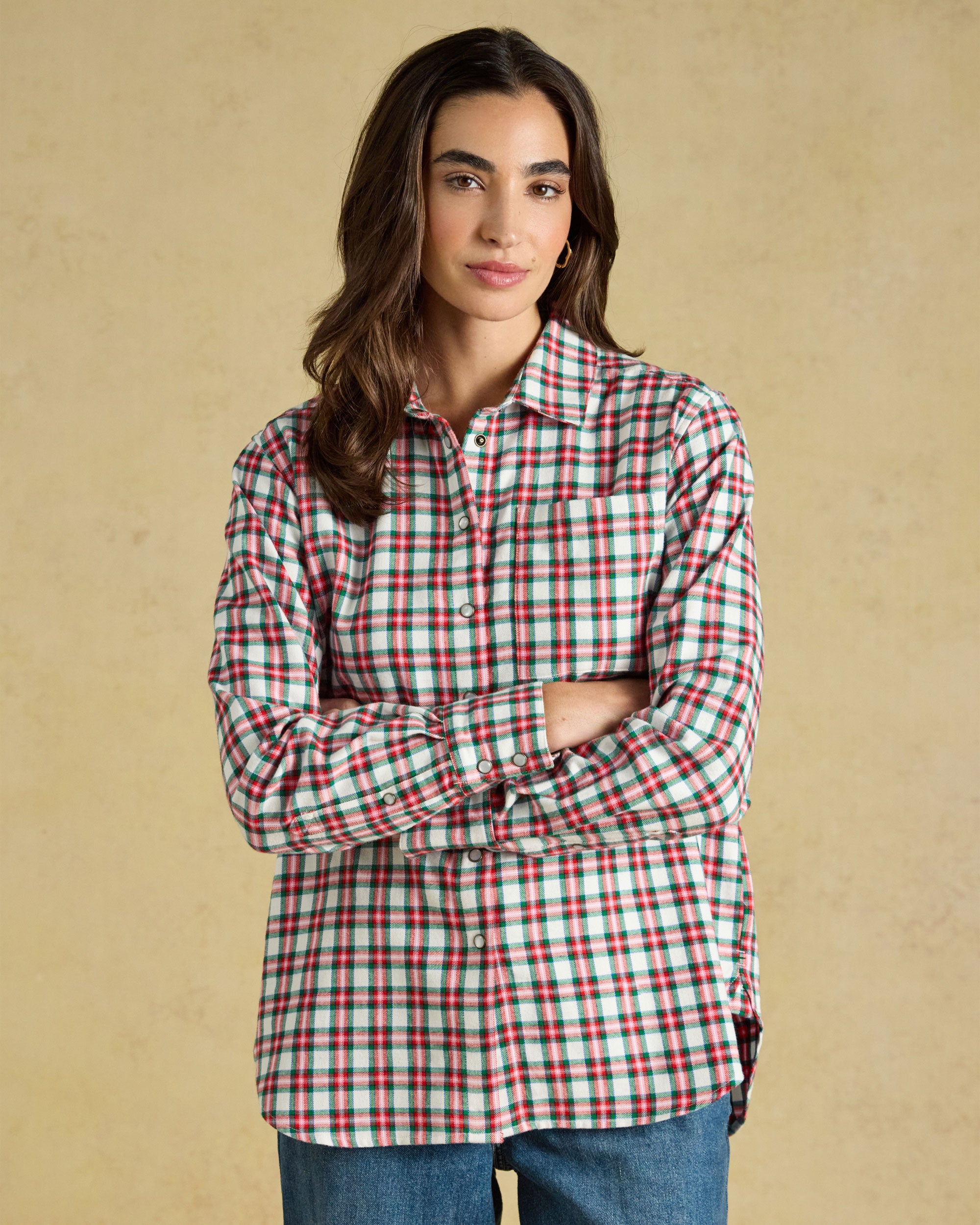 Brushed Check Boyfriend Fit Shirt - Red Check