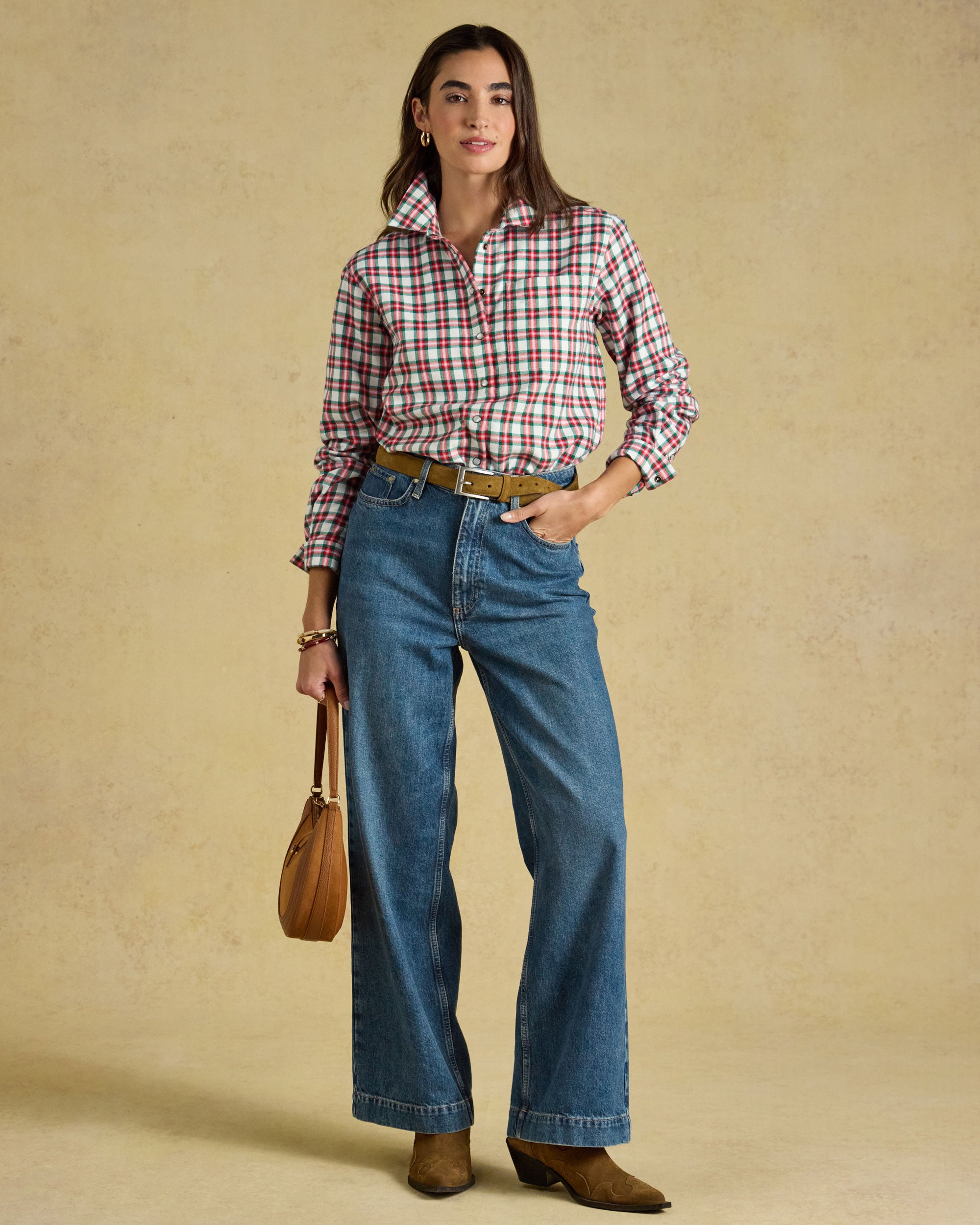 Brushed Check Boyfriend Fit Shirt - Red Check