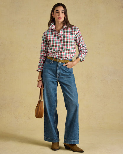 Brushed Check Boyfriend Fit Shirt - Red Check