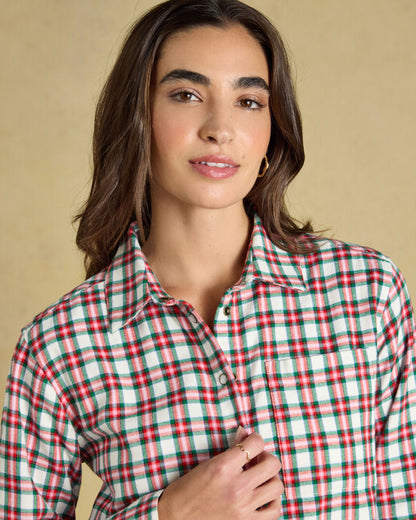 Brushed Check Boyfriend Fit Shirt - Red Check