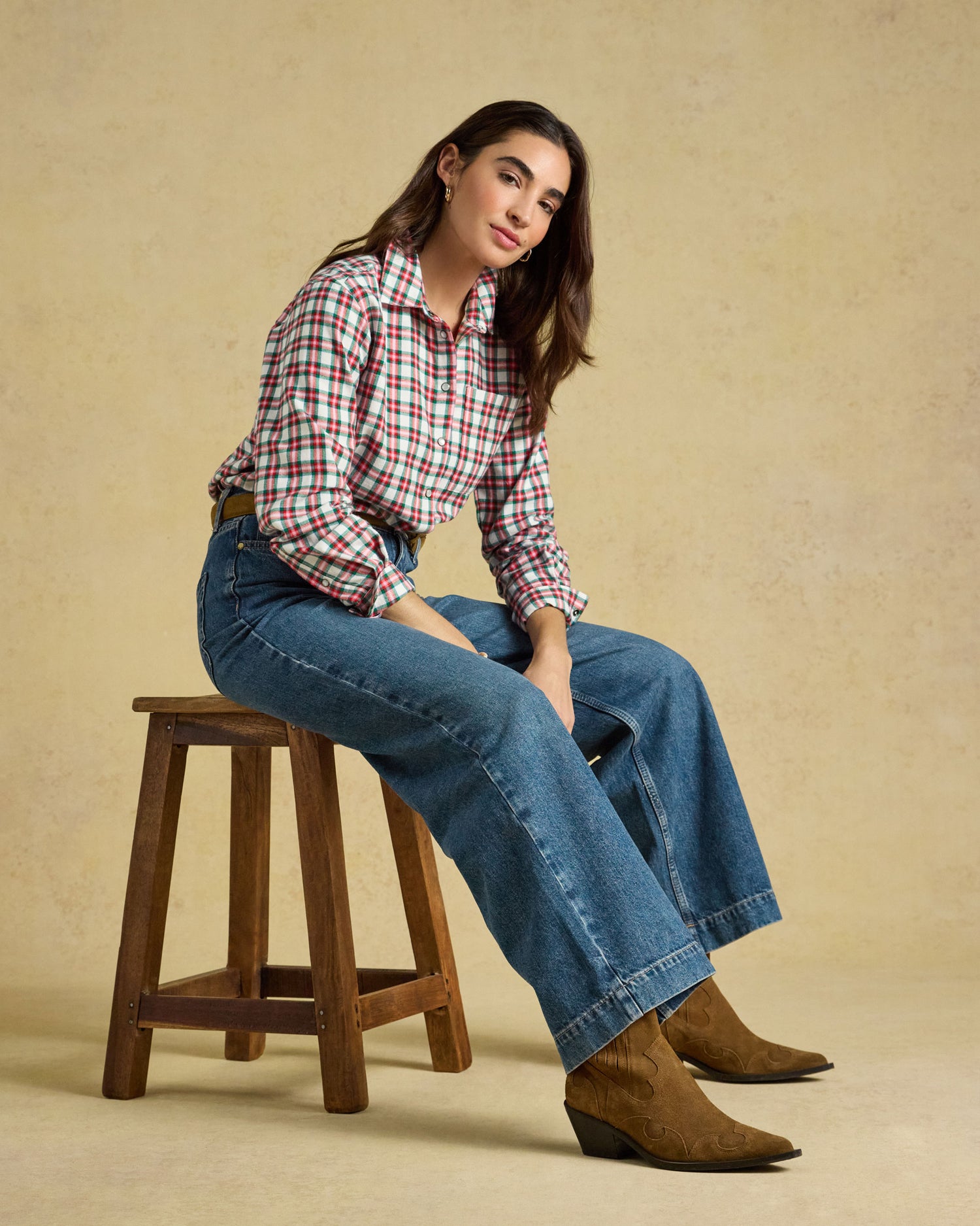 Brushed Check Boyfriend Fit Shirt - Red Check