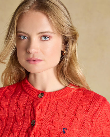 Cable Cardigan - Red