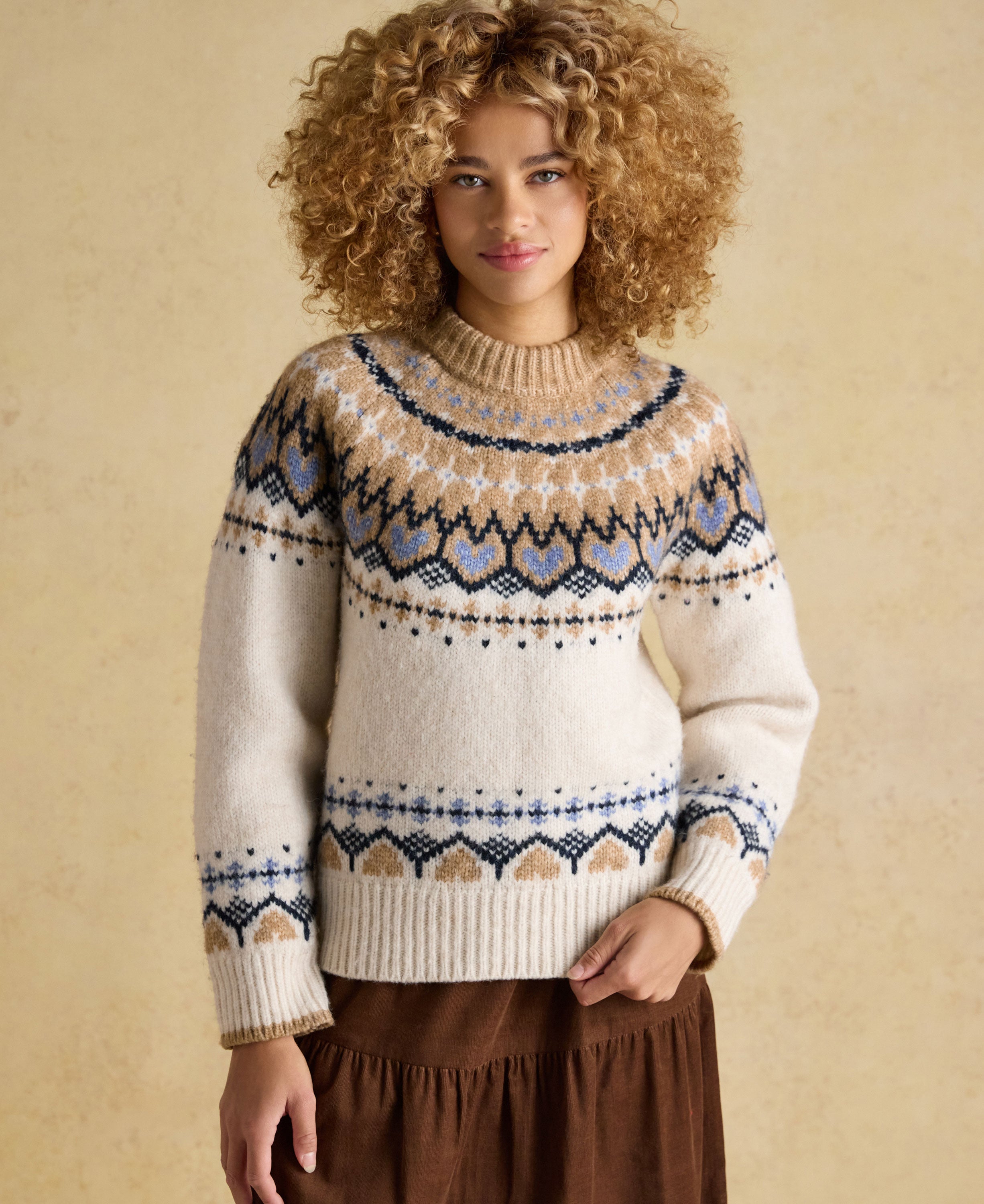 Charlie Fair Isle Knitted Jumper - Cream