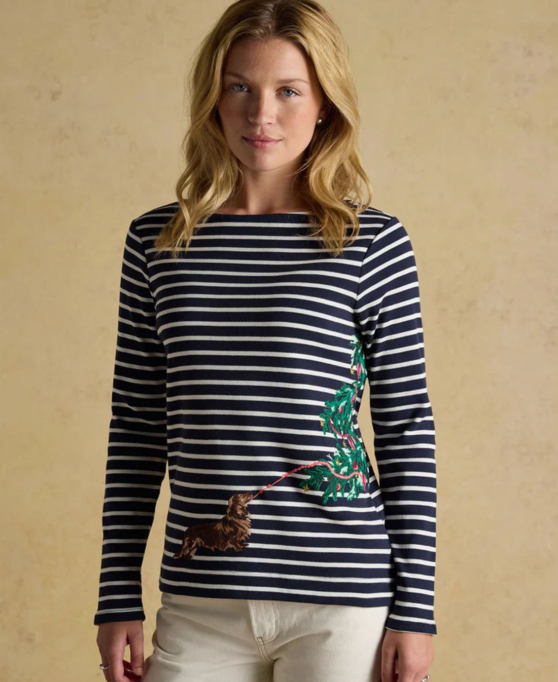 Christmas Harbour - Navy/White Dog