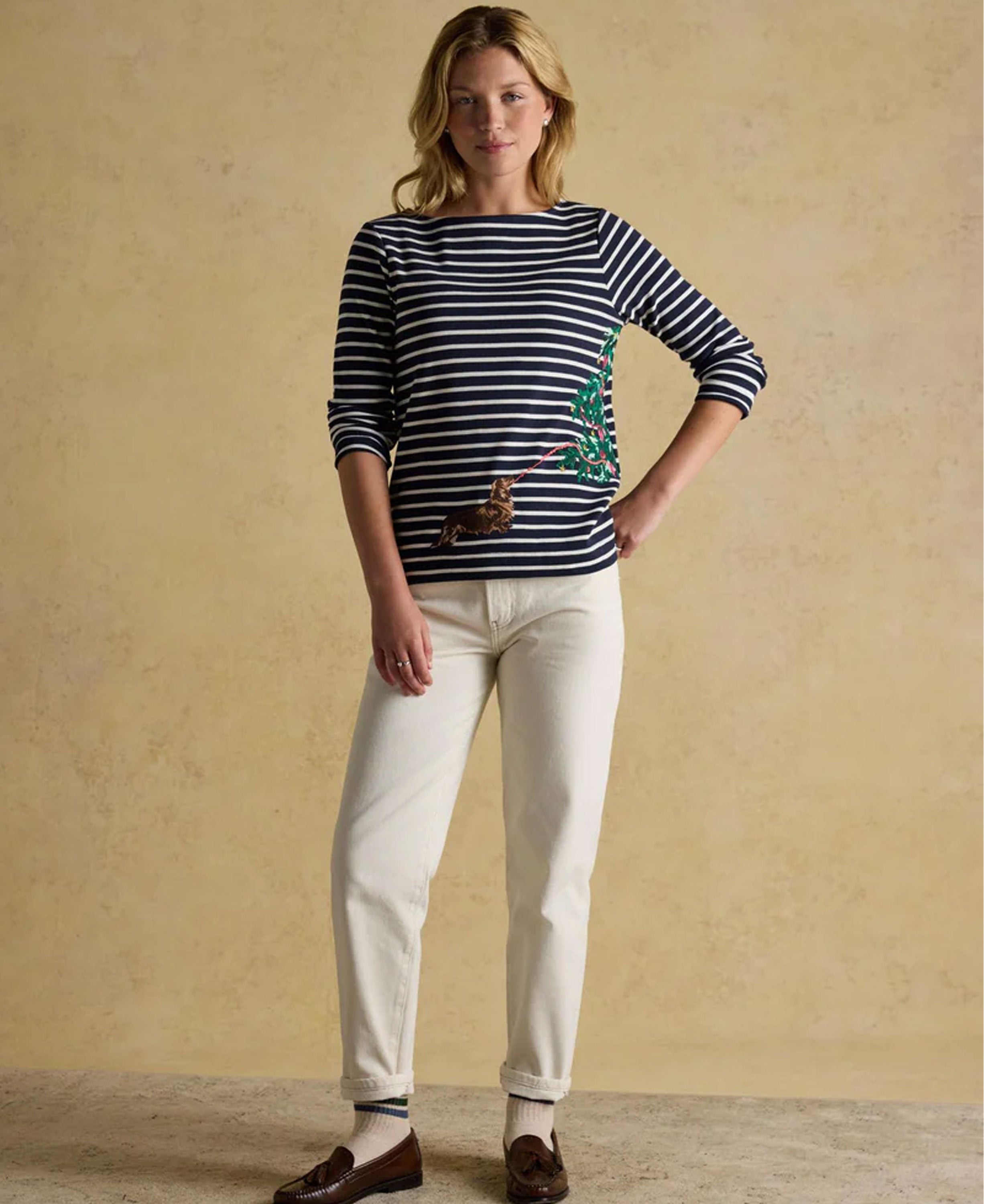 Christmas Harbour - Navy/White Dog