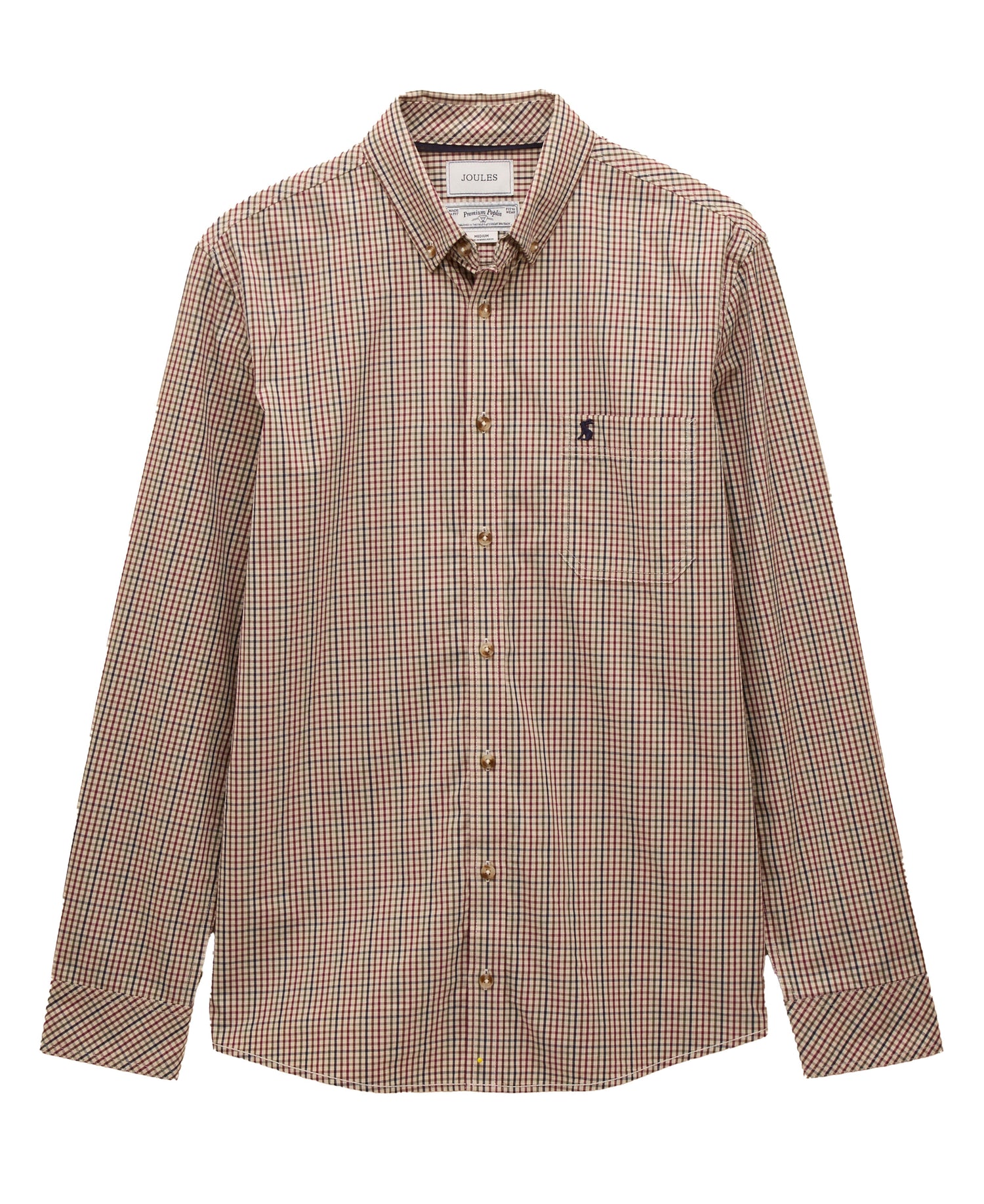 Cotton Poplin Gingham Shirt - Brown