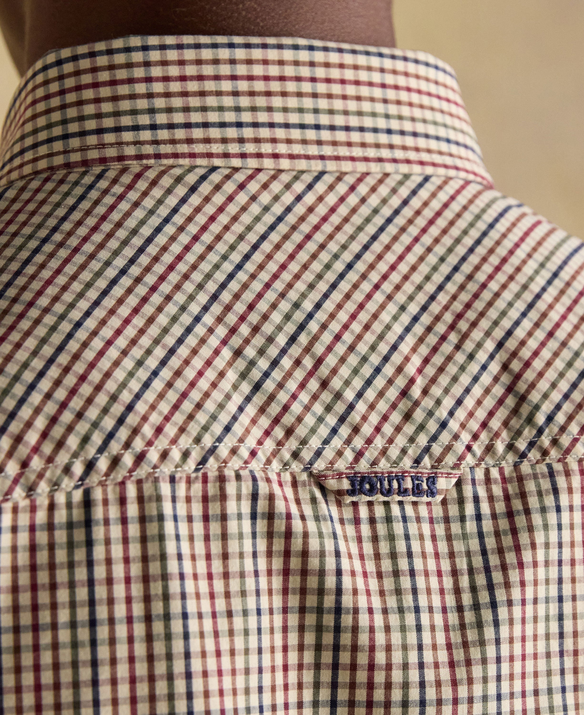 Cotton Poplin Gingham Shirt - Brown