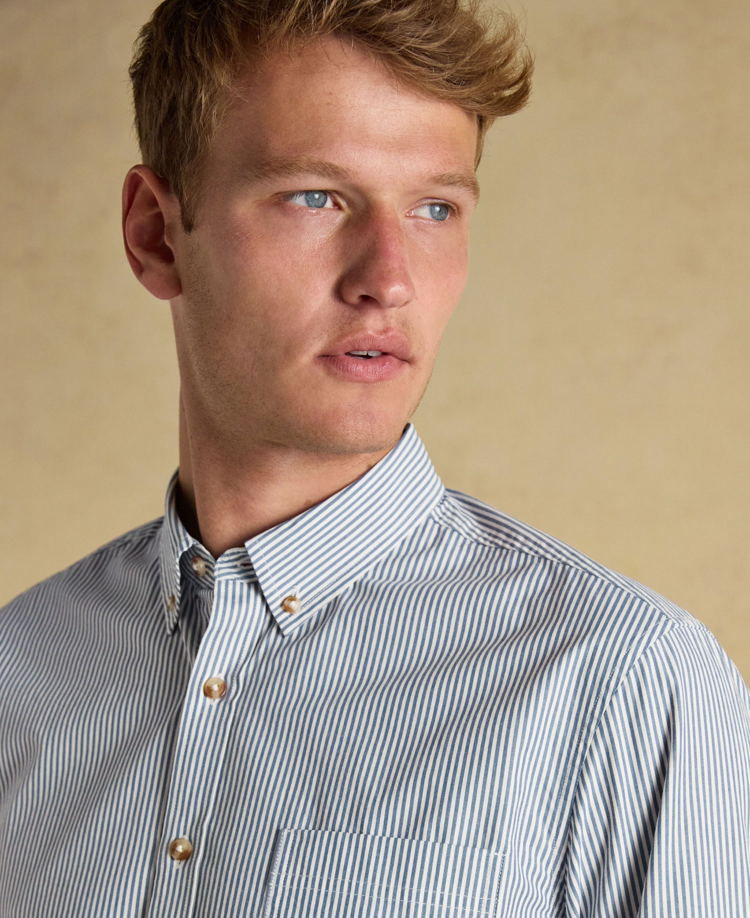 Classic Poplin Stripe Shirt - Navy