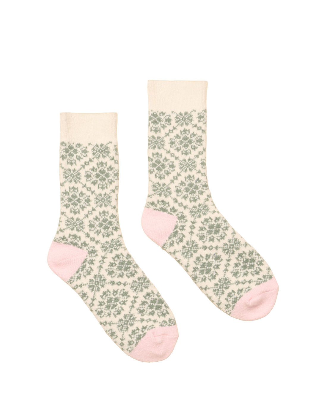 Cosy Geo Socks - Khaki Green Geo