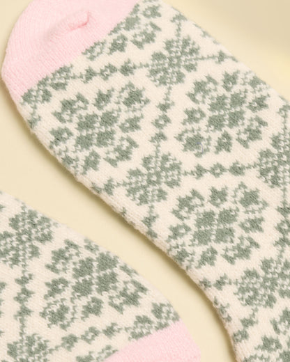 Cosy Geo Socks - Khaki Green Geo