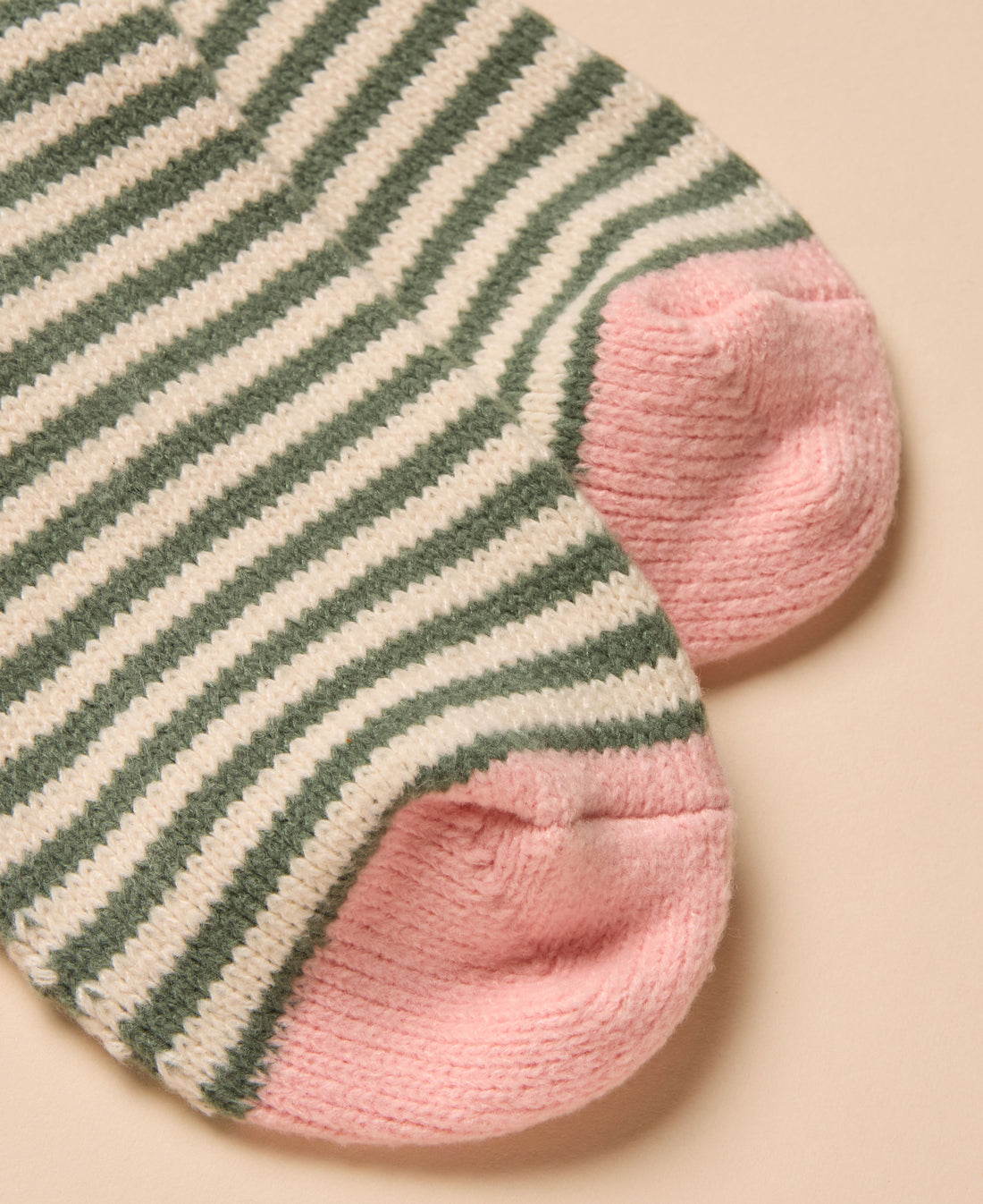 Cosy Stripe Socks - Khaki Green