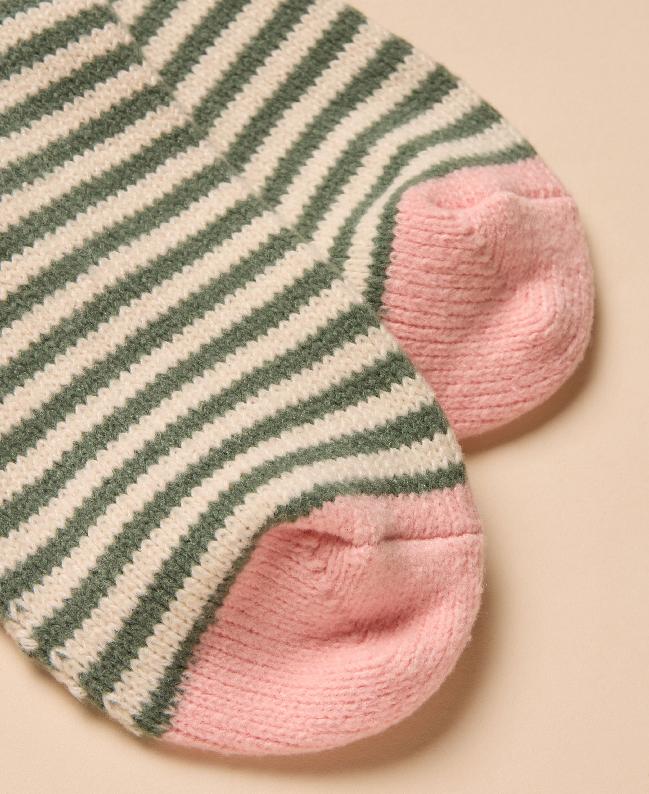 Cosy Stripe Socks - Khaki Green