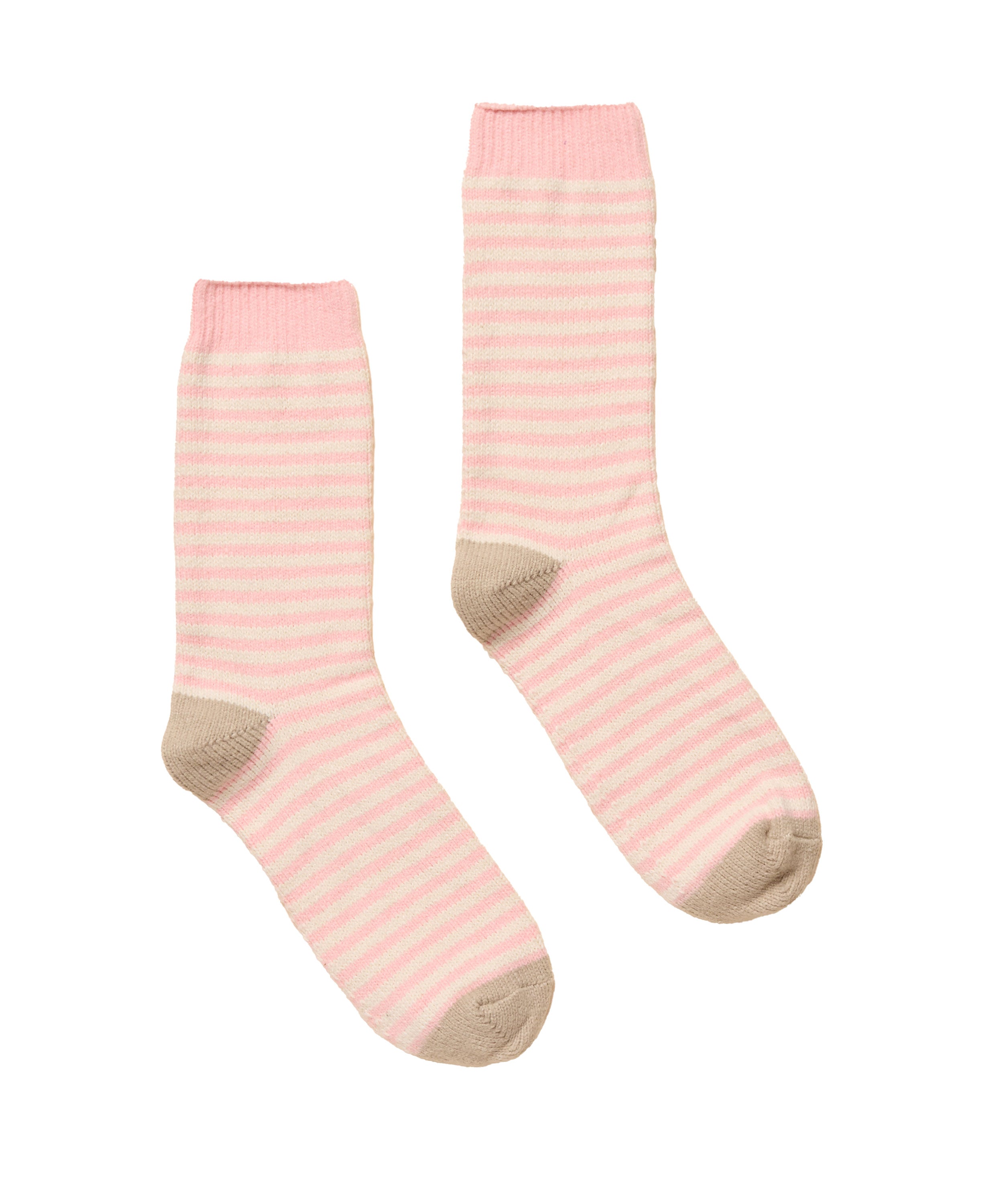 Cosy Stripe Socks - Pink/Cream