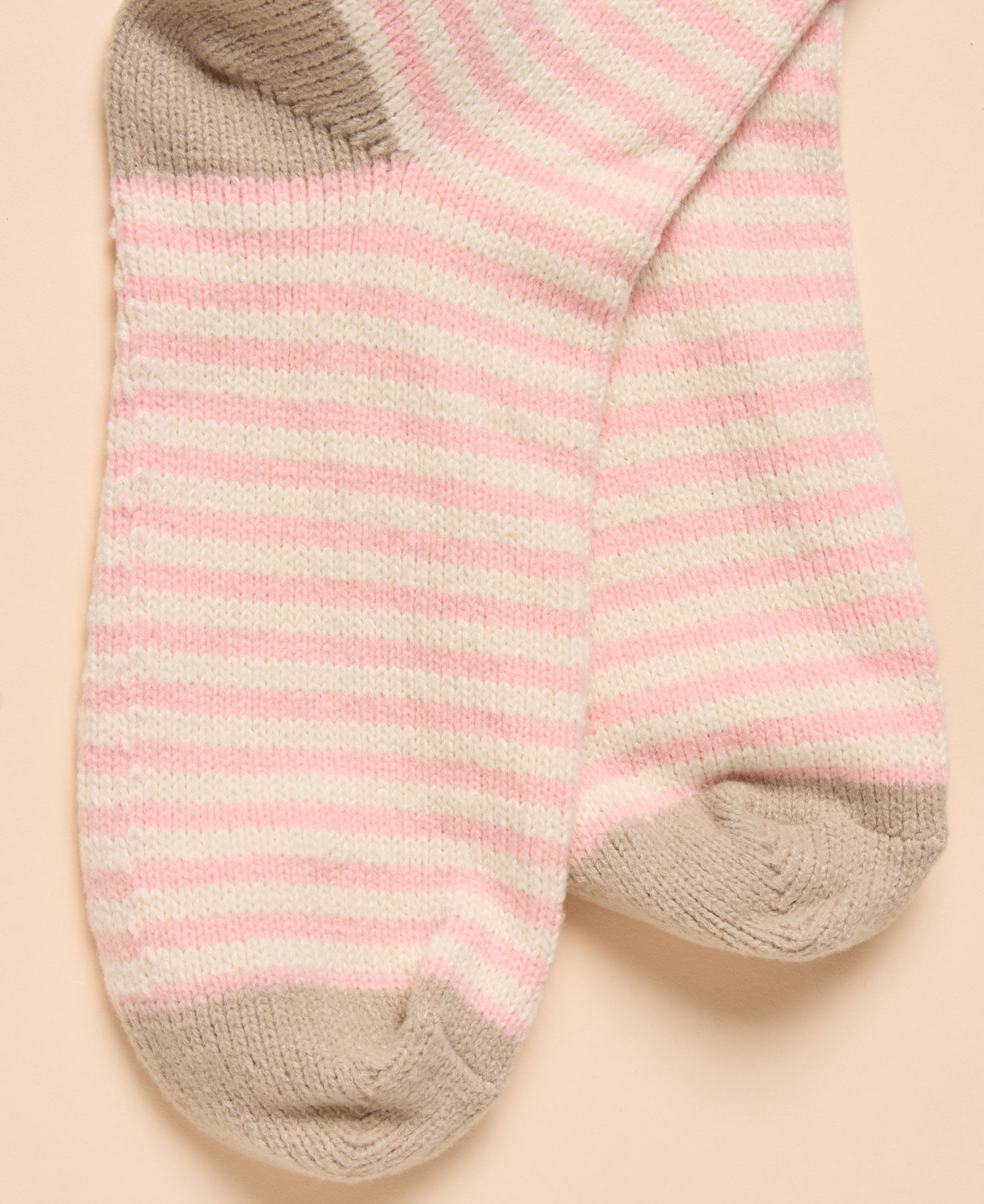 Cosy Stripe Socks - Pink/Cream