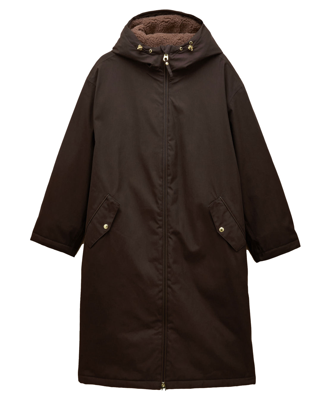 Coverall Oversized Fleece Lined Waterproof Coat - Chocolate