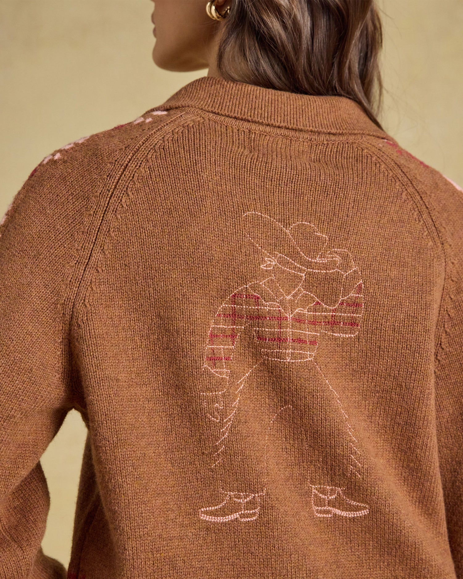 Cowboy Collared Cardigan - Tan Brown
