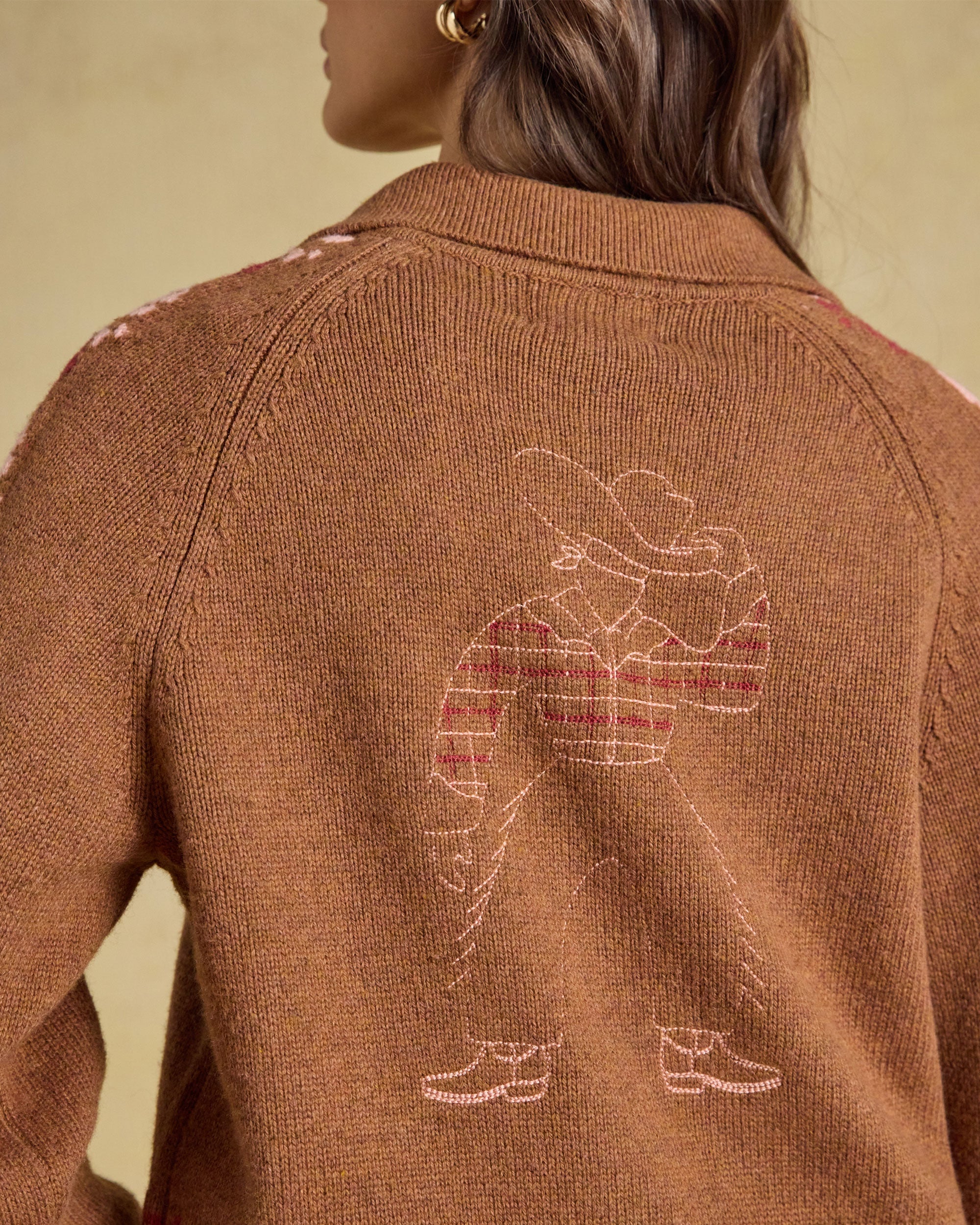 Cowboy Collared Cardigan - Tan Brown