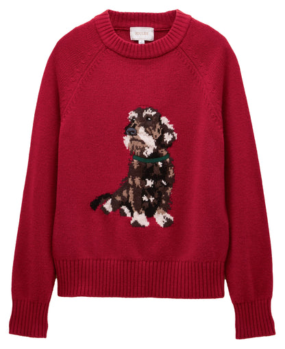Dachshund Intarsia Jumper - Red