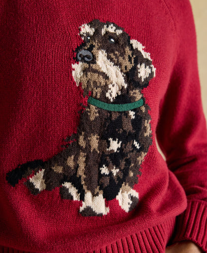 Dachshund Intarsia Jumper - Red