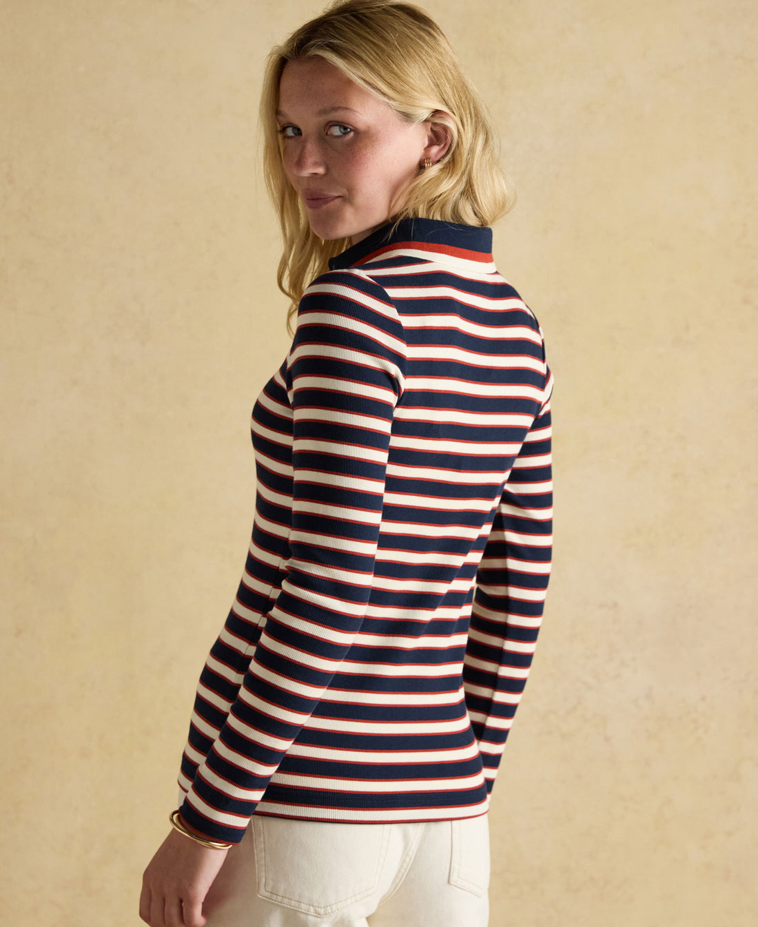 Fairfield Ribbed Polo Shirt - Navy/Red