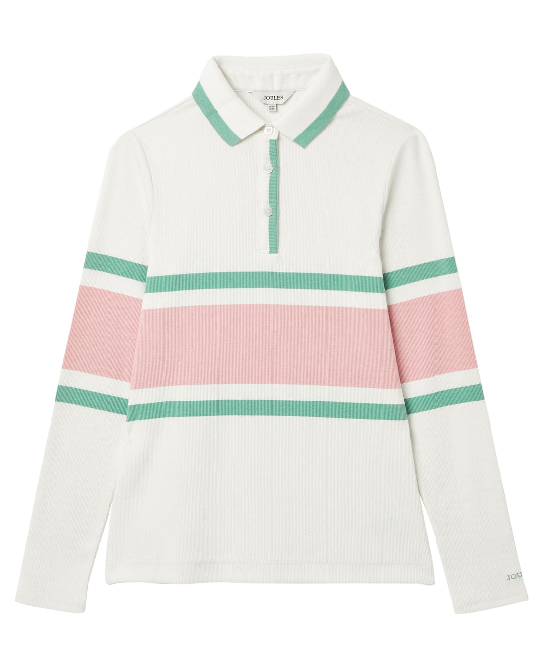 Fairfield Ribbed Polo Shirt - Cream/Pink/Green