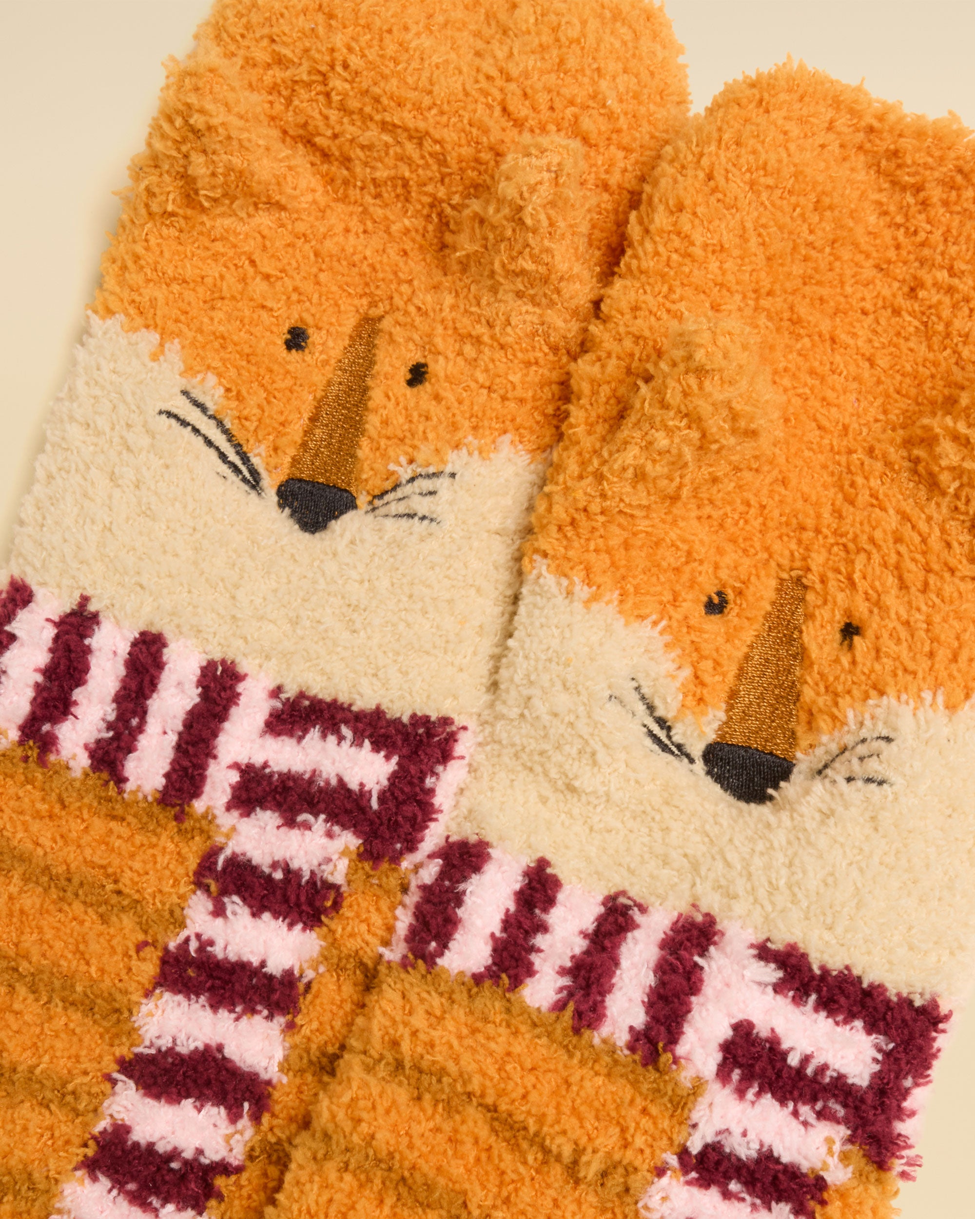 Novelty Fluffy Socks - Orange Fox