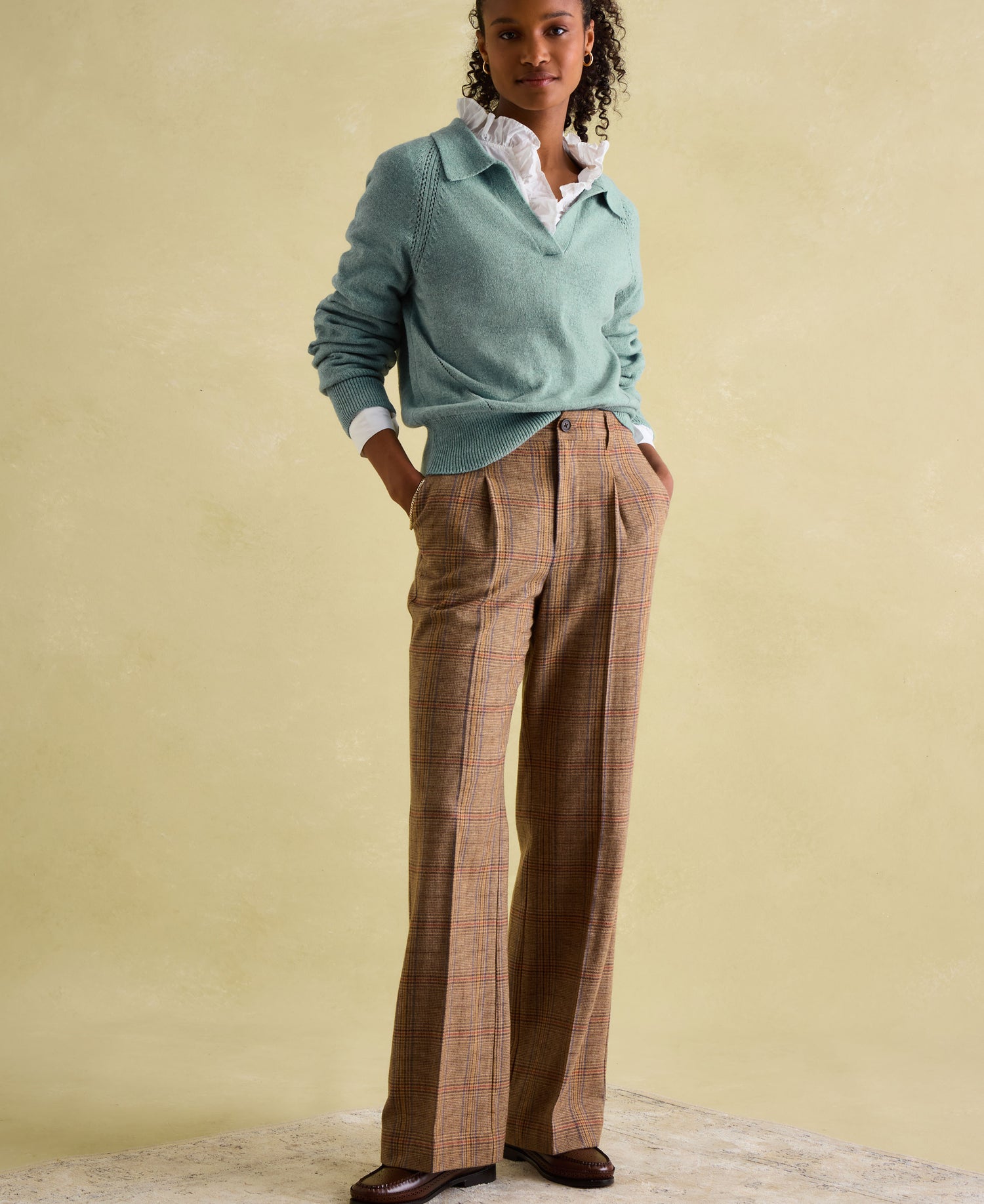Foxley Wide Leg Trousers - Tan Brown