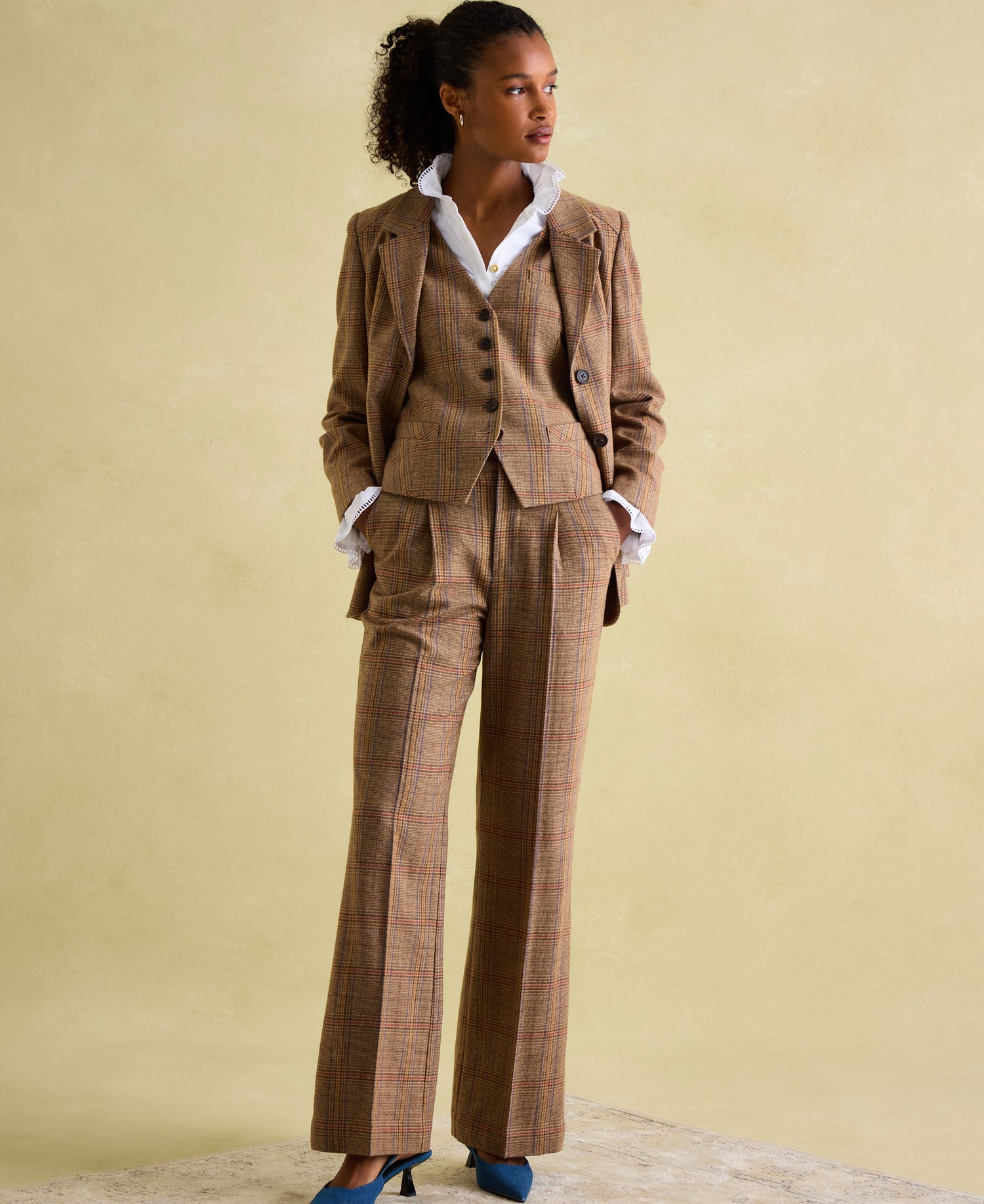 Foxley Wide Leg Trousers - Tan Brown